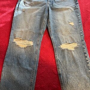 J. Crew Boyfriend Jeans in Medium Blue with Distressed Knees
